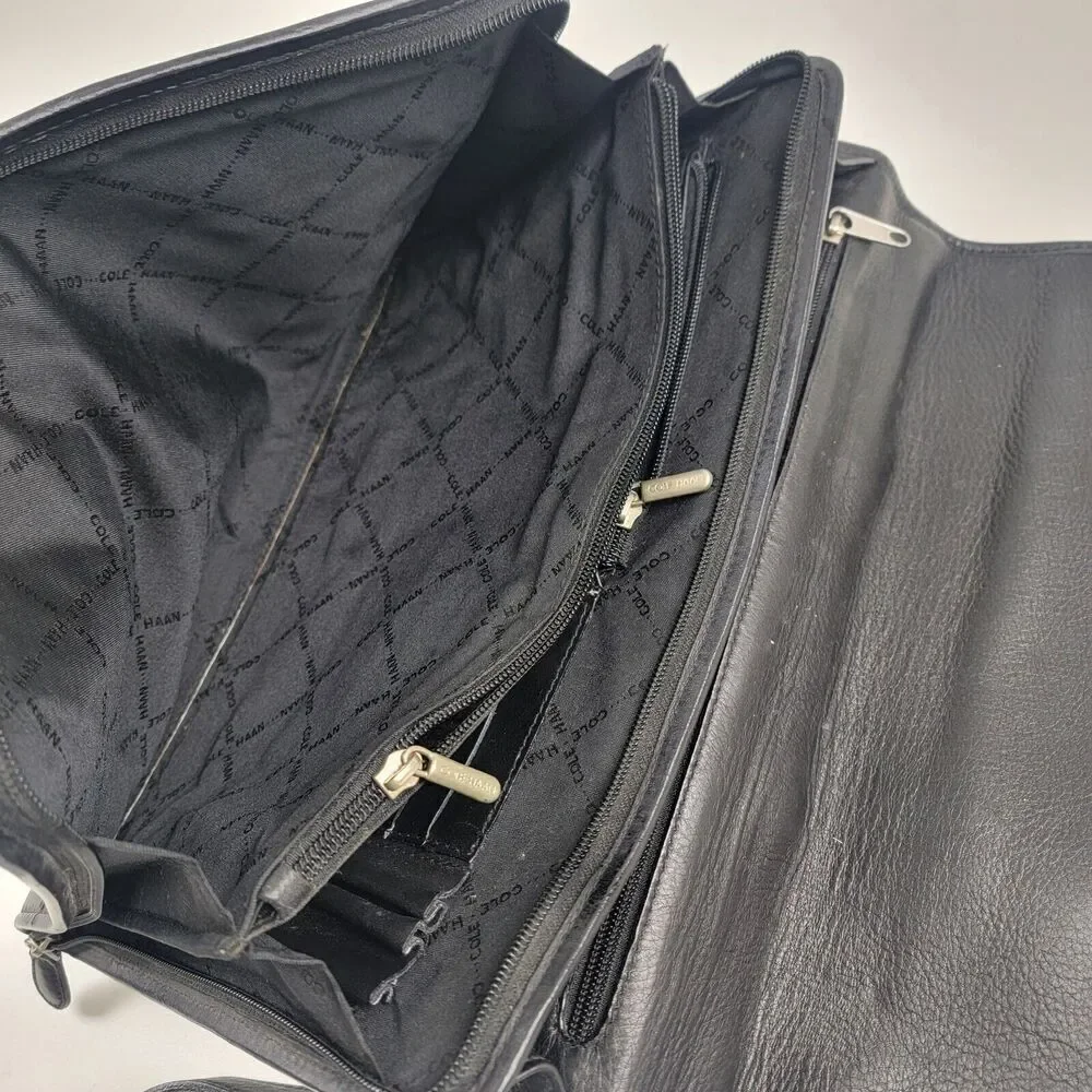 Cole Haan‎ Collection Black Leather Briefcase Messenger Bag Lawyer Bag Italy